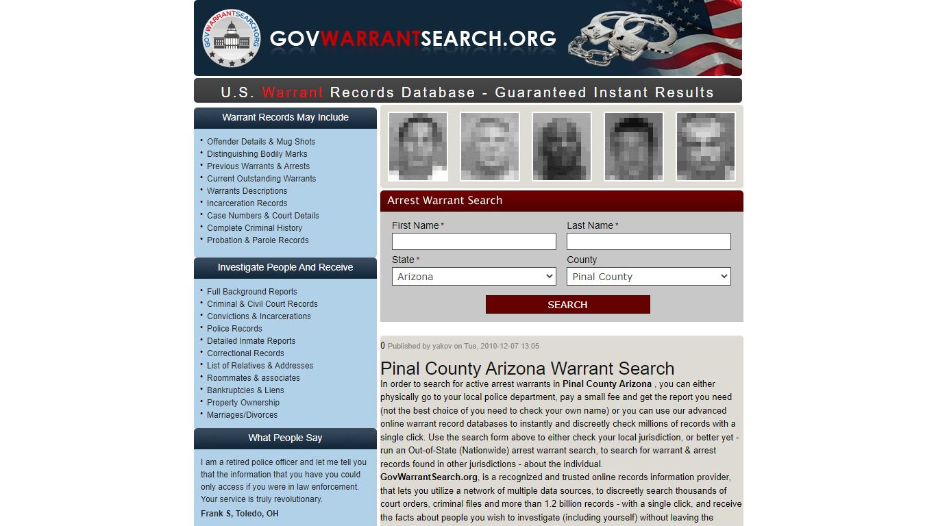 Pinal County Arizona | Warrant Search